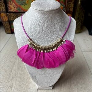 Pink Feather Necklace